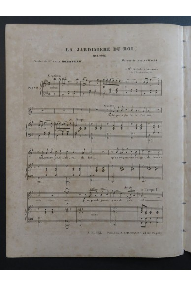 HAAS Charles La Jardinière du Roi Chant Piano ca1840