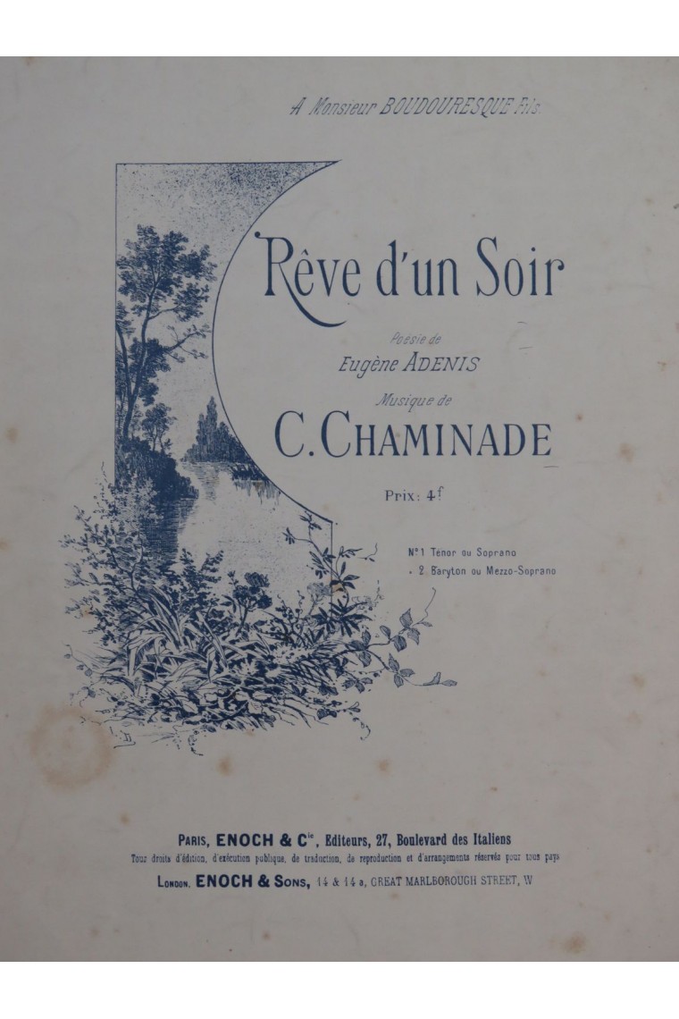 CHAMINADE C cile R ve d un Soir Chant Piano ca1891